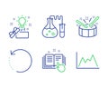 Drums, Chemistry lab and Creative idea icons set. Recovery data, Technical documentation and Diagram signs. Vector