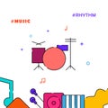 Drums, drum kit, drummer filled line icon, simple illustration Royalty Free Stock Photo