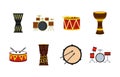Drums icon set, flat style