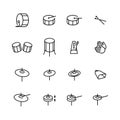 Drums icons set. Elements of drum kit or digital machine samples symbols.
