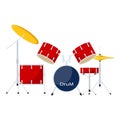 Drums kit icon, flat style Royalty Free Stock Photo