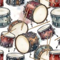 Drums Musical Instruments Seamless Pattern Royalty Free Stock Photo