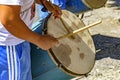 Drums players in a Brazilian folk festival in honor of Saint George