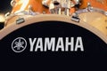 Drums set with Yamaha brand musical instrument close up