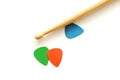 Drumstick and guitar picks