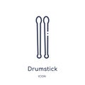 Drumstick icon from music outline collection. Thin line drumstick icon isolated on white background Royalty Free Stock Photo