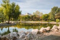 Drumul Taberei Park in Bucharest. Quiet autumn morning at the lake Royalty Free Stock Photo