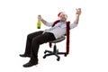 Drunk business man drinking champagne at office christmas party Royalty Free Stock Photo