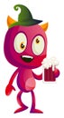 Drunk devil with beer, illustration, vector