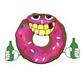 Drunk doughnut cartoon