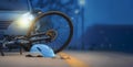 Drunk driving crashes , Accident car crash with bicycle on road Royalty Free Stock Photo