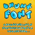 Drunk font. Different letters slope. Crazy ABC. curves alphabet Royalty Free Stock Photo