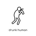 drunk human icon. Trendy modern flat linear vector drunk human i