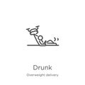 drunk icon vector from overweight delivery collection. Thin line drunk outline icon vector illustration. Outline, thin line drunk