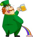 Drunk Leprechaun Cartoon Character Pissing Rainbow