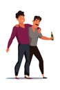 Drunk male flat vector characters