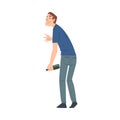 Drunk Man with Alcohol Drink Bottle in his Hands, Drunkenness, Bad Habit Concept Cartoon Style Vector Illustration