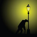 Drunk man illustration with street light Royalty Free Stock Photo