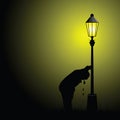 Drunk man illustration with street light silhouette Royalty Free Stock Photo