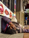 Drunk man after Mardi Gras in New Orleans