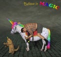 Drunk man riding the unicorn 2 Royalty Free Stock Photo