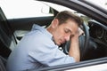 Drunk man slumped on steering wheel Royalty Free Stock Photo