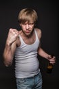 Drunk man threaten with fist Royalty Free Stock Photo