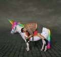 Drunk man on the unicorn Royalty Free Stock Photo