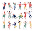 Drunk People Character with Alcoholic Drinks Dancing Having Party Big Vector Set Royalty Free Stock Photo