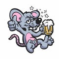 Drunk rat with beer