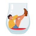 Drunk Woman Suffering of Alcoholism Lying on Bottom of Empty Wineglass. Alcohol Addiction Concept