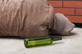 Drunkard and bottle Royalty Free Stock Photo