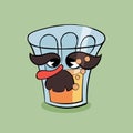 A Drunken glass of whiskey. Vintage toons: funny character, vector illustration trendy classic retro cartoon style