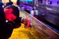 Drunken man sleeping on bar counter Royalty Free Stock Photo