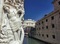 The drunkenness of Noah sculpture representing Venetian Art and The Bridge of Sighs in Venice, Italy