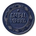 Drupal verified circular emblem with intricate detailing and star accent Royalty Free Stock Photo