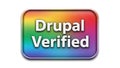 Drupal verified logo with rainbow gradient and white background, isolated Royalty Free Stock Photo