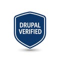 Drupal verified shield logo symbol for trust and reliability in web development Royalty Free Stock Photo