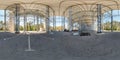 Druskininkai, LITUVA - JUNE 2019: full spherical hdri panorama 360 degrees angle view near huge steel construction frame of snow