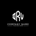 DRV letter logo design with polygon shape. DRV polygon and cube shape logo design. DRV hexagon vector logo template white and Royalty Free Stock Photo