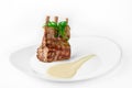 Dry-Aged All-Natural Lamb Rib Chops. Banquet festive dishes. Gourmet restaurant menu.