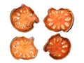 Dry bael fruit tea aegle marmelos isolated on white Royalty Free Stock Photo