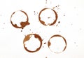 Dry brown coffee cup rings isolated on a white background ,Top view Royalty Free Stock Photo