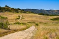 Trail through a field going back toward mountains Royalty Free Stock Photo