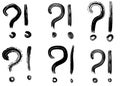 Dry brush strokes, hand drawn vector question marks and exclamation signs. Royalty Free Stock Photo