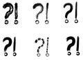 Dry brush strokes, hand drawn vector question marks and exclamation signs. Royalty Free Stock Photo