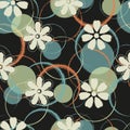 Flowers and circles seamless pattern design