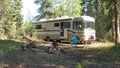 dry-camping in the wilderness in a motor home