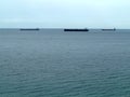 Dry Cargo Ships at Anchorage in the Sea Royalty Free Stock Photo