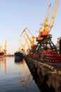 Dry-cargo ships at a mooring of trading port